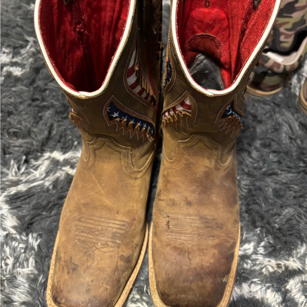 Ariat Red and Brown Leather Boots